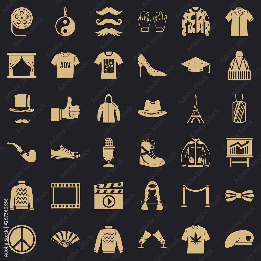 Poster mode icons set. simple style of 36 mode vector icons for web for any design