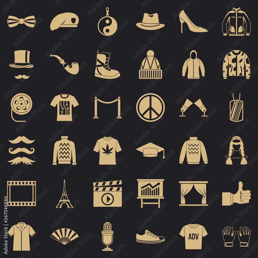 Poster style icons set. simple style of 36 style vector icons for web for any design