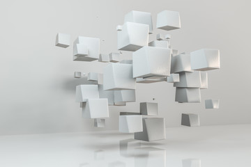 3d rendering, creative cubes with warped shape