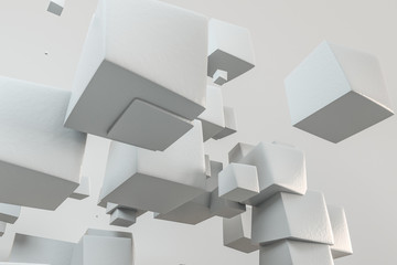 Fototapeta na wymiar 3d rendering, creative cubes with warped shape