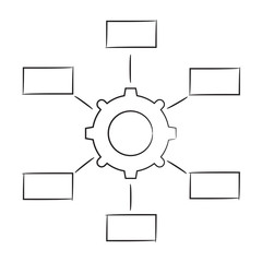 hand drawn gear diagram template white background