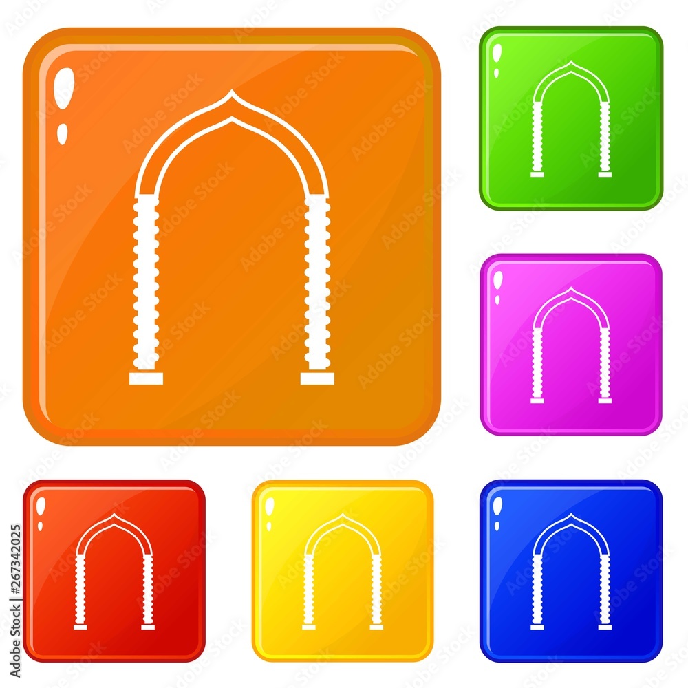 Poster arch icons set collection vector 6 color isolated on white background