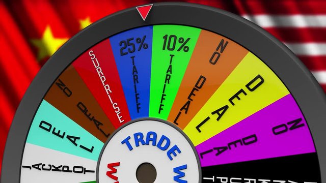 4K US China Trade War Wheel Stopping on SURPRISE