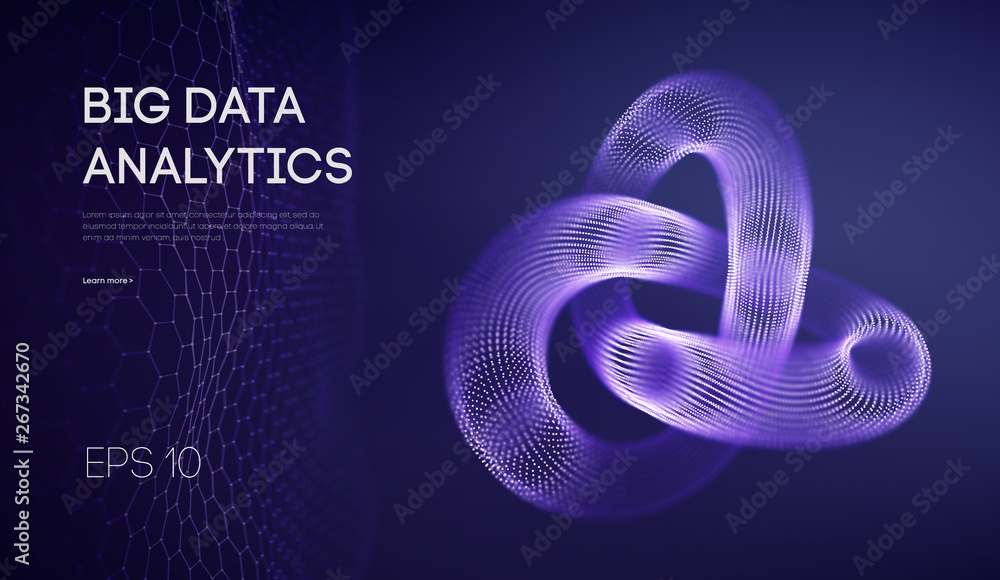 Poster big data visualization. background 3d .big data connection background. cyber technology ai tech wire