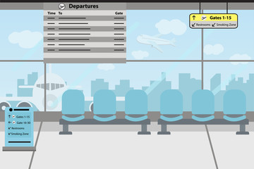 Enjoy your holiday travel trip around the world at airport terminal - vector illustration Eps 10.