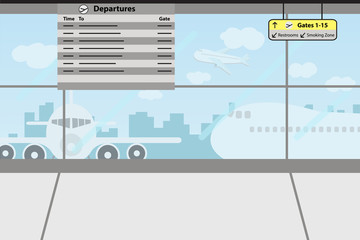 Enjoy your holiday travel trip around the world at airport terminal - vector illustration Eps 10.