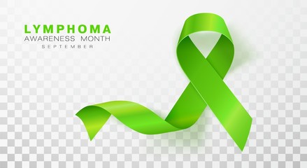 Lymphoma Awareness Month. Lime Green Color Ribbon Isolated On Transparent Background. Vector Design Template For Poster. Illustration.