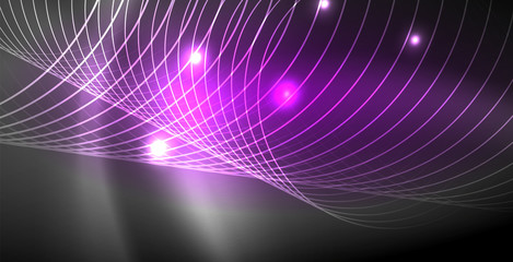 Glowing shiny neon colors with abstract lines, modern background