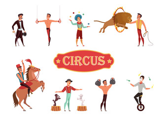 Circus performance flat vector illustration