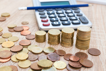 calculator and currencies, savings and accounting