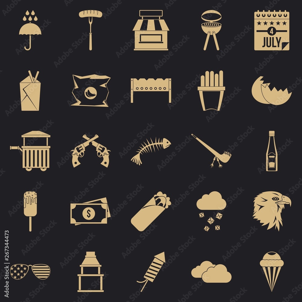 Poster snack bar icons set. simple set of 25 snack bar vector icons for web for any design