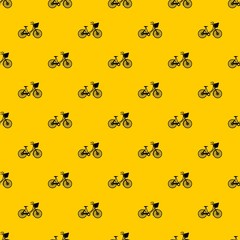 Bike with luggage pattern seamless vector repeat geometric yellow for any design