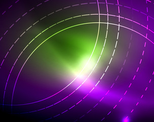 Neon circles abstract background