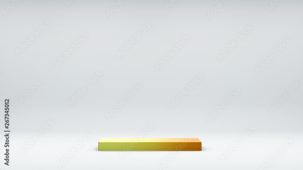 Aufkleber minimalistic showcase with empty space. design for product presentation in trendy, yellow 3d