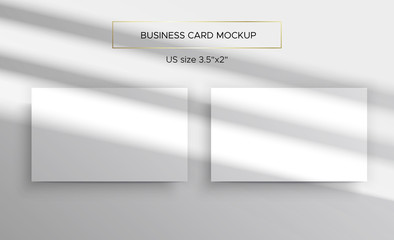 Business card Mockup. Top lighting shadows overlay
