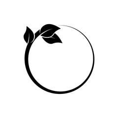 black circle with leaves, eco frame, border for text