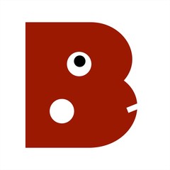 B red character and vector logo