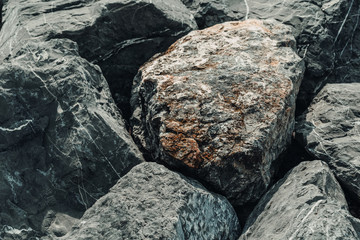 Big stones in the beach. background or texture