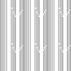 A rhythmic pattern of vertical straight lines. Seamless pattern, white on white background. Vector illustration