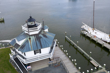 old lighthouse St. Michaels Maryland chespeake bay aerial view panorama