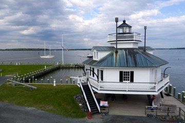 old lighthouse St. Michaels Maryland chespeake bay aerial view panorama