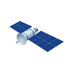 Realistic 3d satellite. Wireless satellite technology GPS. illustration