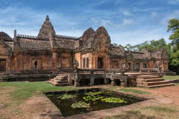 Fototapeta na wymiar Phanom Rung Historical Park is old castle rock about more than thousand years ago, Buriram Thailand