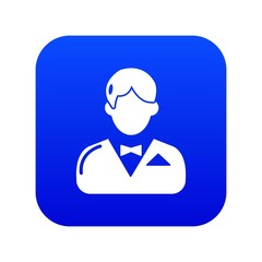 Croupier icon blue vector isolated on white background