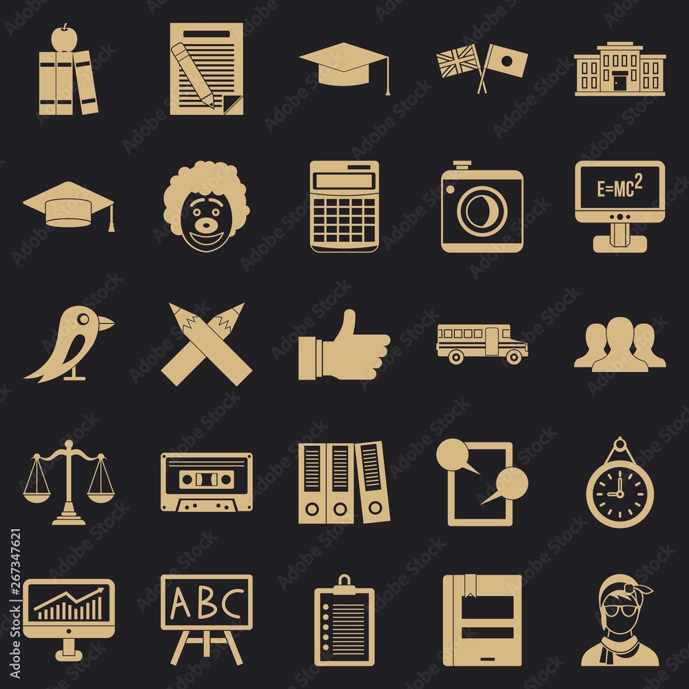 Poster undergrad icons set. simple set of 25 undergrad vector icons for web for any design