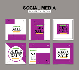 Six Slides modern Social Media banner Template. Promotional square web banner for social media. Banner template designs.