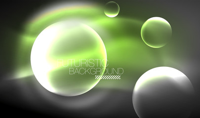 Blurred neon glowing round shapes, abstract circles and lights
