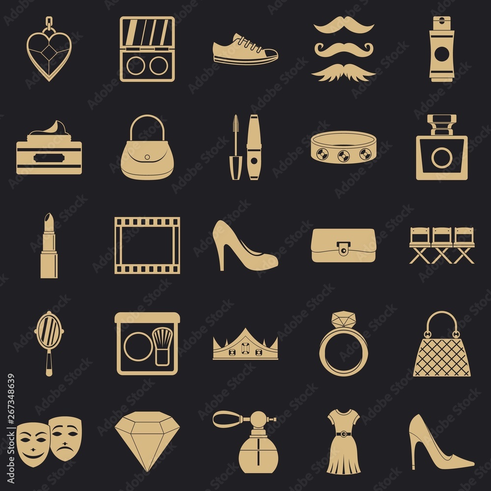 Poster stylist icons set. simple set of 25 stylist vector icons for web for any design