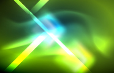 Naklejka premium Neon glowing techno lines, hi-tech futuristic abstract background template with square shapes