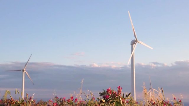 Parco eolico in montagna per la produzione di energia pulita