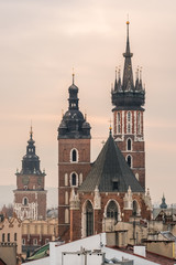 St. Mary's Basilica and Town Hall Tower in Krakow