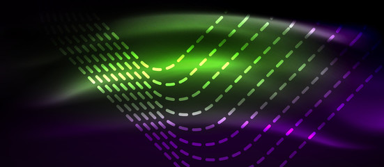Fototapeta premium Glowing shiny neon squares abstract background, techno modern template