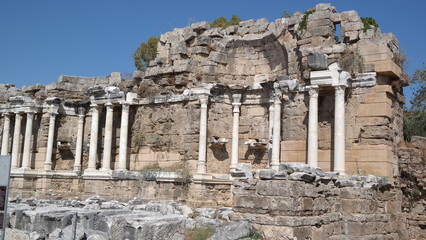 Old building with columns ruins 