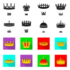 Vector illustration of medieval and nobility sign. Set of medieval and monarchy stock symbol for web.