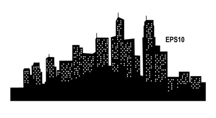 City silhouette with black and white background