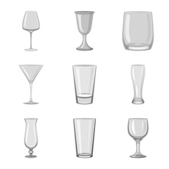 Vector design of capacity and glassware logo. Set of capacity and restaurant stock vector illustration.