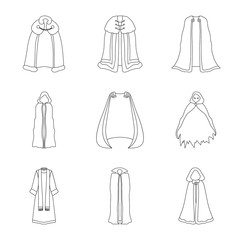 Vector design of robe and garment symbol. Collection of robe and cloth stock vector illustration.