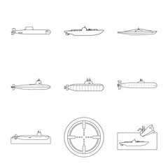 Vector design of boat and navy logo. Collection of boat and deep   vector icon for stock.