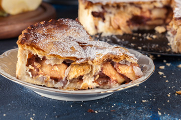 Homemade apple pie tart with cinnamon and sugar