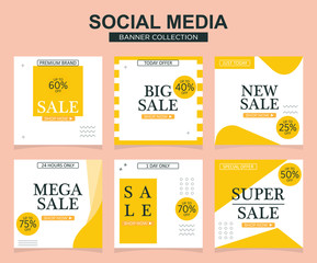 6 Slides modern Social Media banner Template. Promotional square web banner for social media. Banner template designs.