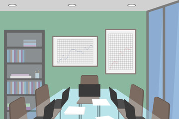 Conference room. No people. Vector illustration.