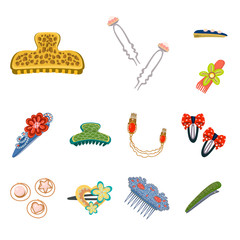 Vector illustration of barrette and hair logo. Collection of barrette and accessories stock vector illustration.
