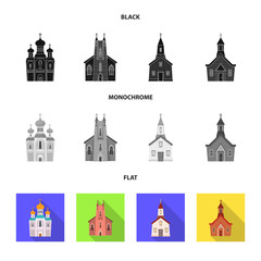 Fototapeta premium Isolated object of cult and temple icon. Collection of cult and parish vector icon for stock.