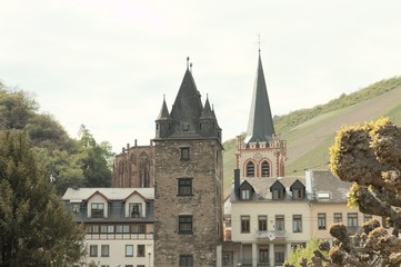 Fototapeta premium View of the medieval town of Bacharach (Germany, Europe)