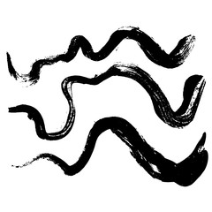 Ink vector dry wave brush strokes set. Vector illustration. Grunge texture.