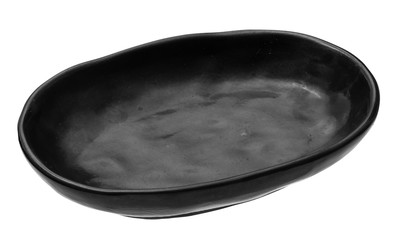 black plate isolated on white background with clipping path